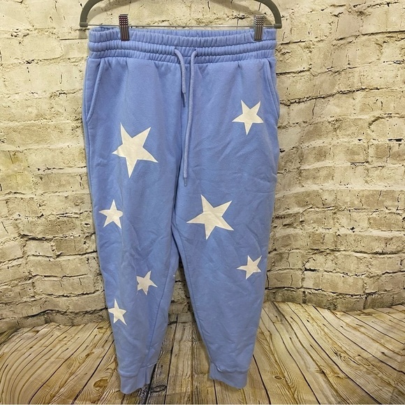 Judith March Pants - Judith March Periwinkle Blue Star Print Jogger Jogging Pants